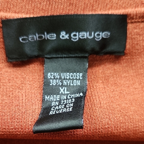 Cable & Gauge Women’s Sweater Top XL Rust Orange Square Neck Viscose - Picture 5 of 5